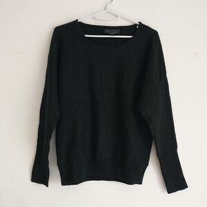 TAHARI Sweater Womens M Black 100% 2-Ply Cashmere Long Sleeve Round Neck Luxury